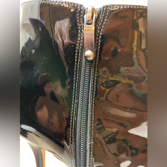 VIA SPIGA Black Patent Leather High Heel Ankle Boots Zip Stiletto - Size 39 - Picture 7 of 13